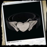 Leather Belt -Heart w/ wings