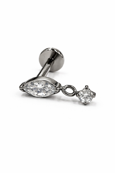 1.2mm Labret Sis&auml;kierteill&auml; - Roikkuva Timantti