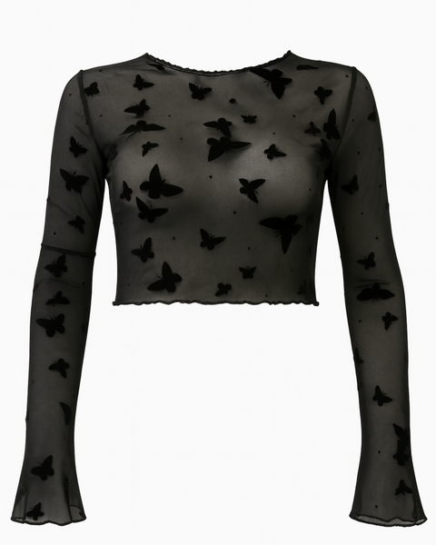 Musta Perhoskuvioinen Mesh-paita