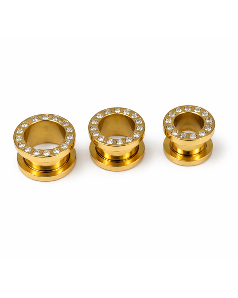 8-10mm Steel Bling Tunnel -Gold