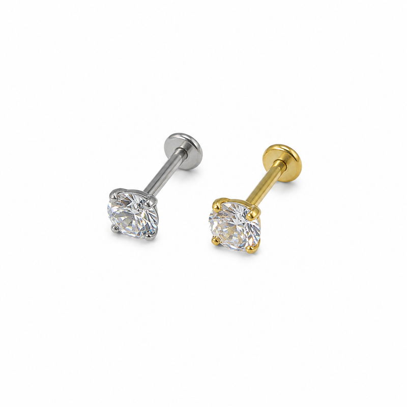 1.2mm Kirurginter&auml;ksinen Labret Sis&auml;kierteill&auml; - Iso Py&ouml;re&auml; Timantti